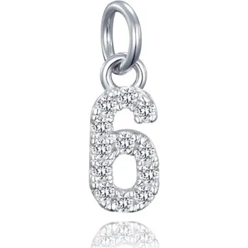 Přívěsek Stříbrný přívěšek číslo 6 s čirými zirkony STRZ1081F6