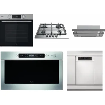 Set domácích spotřebičů WHIRLPOOL OMSK58HU1SX + WHIRLPOOL TKRL 661 IX EU + WHIRLPOOL AKR 749/1 IX + WHIRLPOOL AMW 439 IX + WHIRLPOOL WSBO 3O34 PF X