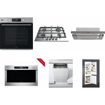 Set domácích spotřebičů WHIRLPOOL OMSK58HU1SX + WHIRLPOOL TKRL 661 IX EU + WHIRLPOOL AKR 5390/1 IX + WHIRLPOOL AMW 423/IX + WHIRLPOOL WSIC 3M27 C + WHIRLPOOL ART 65031