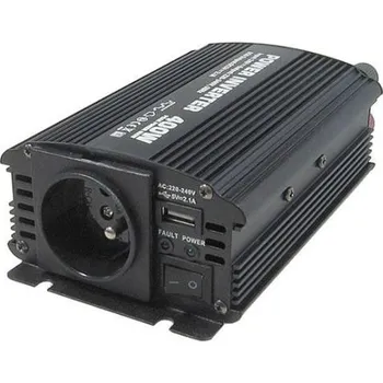 Měnič napětí INV 12V 400W CARSPA - měnič napětí z 12V na 230V, výkon 400W modifikovaná sinusovka