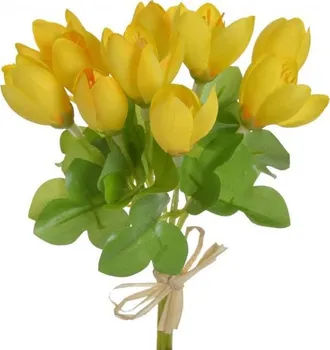 Umělá květina Krokusy ve svazku 20 cm 10 ks žluté