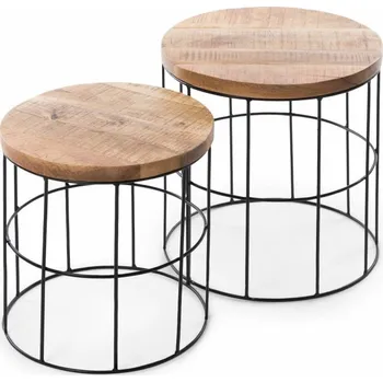 Hi-Fi stolek Set 2 odkládacích stolků masiv mango Lupaka