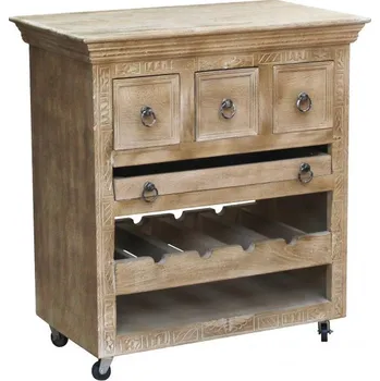 Vinotéka Pojízdný barový stolek masiv mango Jaipur