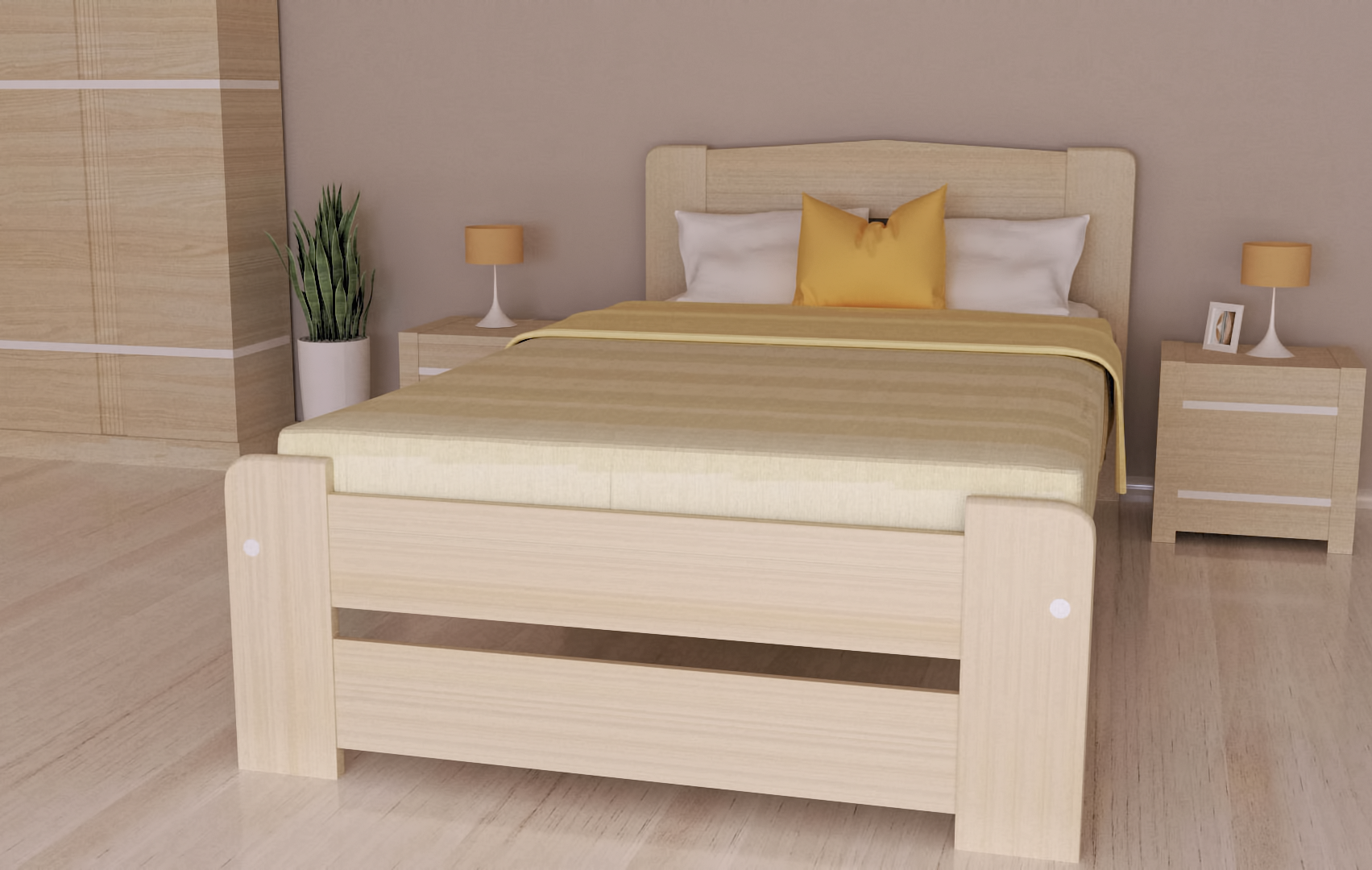 Eureka Postele GABRIELA z přírodního dřeva včetně roštu borovice světlá 90 x 200