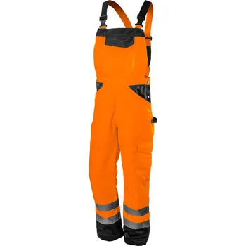 montérky NEO TOOLS Pánské pracovní kalhoty s náprsenkou, oranžové Velikost: L