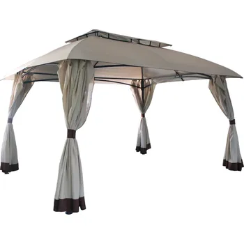 Zahradní altán Zahradní altán Leonardo 4 x 3 x 2,7 m světle šedý/hnědý