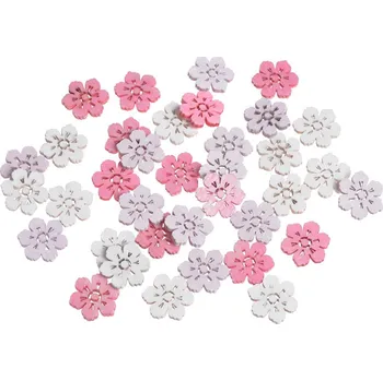 Dřevěné květy - růžová/bílá Barva: Bílá