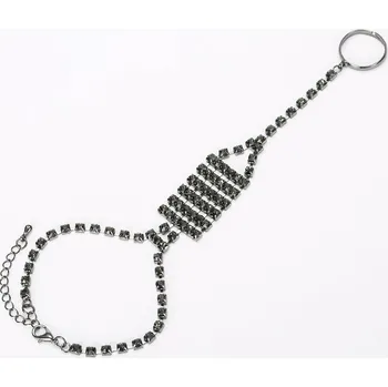 Řetízek B-TOP Dámská ozdoba na nohu s krystaly - černá
