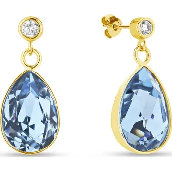 Náušnice Stříbrné pozlacené náušnice s krystaly Swarovski Elements modrá kapka Barocco KCDG432010AQ Aqua