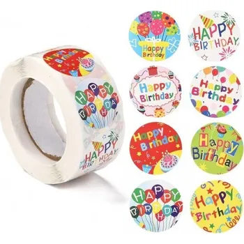 samolepka Samolepky na kotoučku - kolečka Happy Birthday Veselé balónky (500 ks)