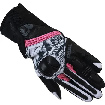 Moto rukavice Dámské rukavice na moto Nazran Stunt 2.0 skull white/black/pink vel. L