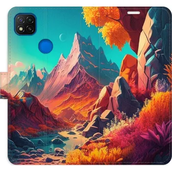 Pouzdro na mobilní telefon Flip pouzdro iSaprio - Xiaomi Redmi 9C - Colorful Mountains - kapsičky na karty (Knížkový flip kryt, obal, pouzdro iSaprio na mobil Xiaomi Redmi 9C - Colorful Mountains - 360° ochrana telefonu, přihrádka na karty a hotovost, funkce stojánku, pevná TPU)