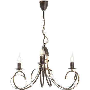 Light for home - Závěsný lustr na řetězu 18503 "VIRGINIA CRYSTAL", 3X40W, E14, hnědá, zlatá, patina