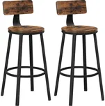 Vasagle Barové židle LUND s opěradly, 2ks, 99x54cm, hnědá/černá