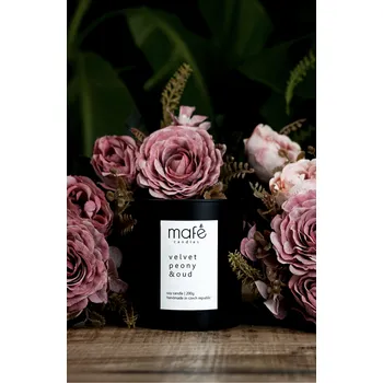 Svíčka Mafe candles Sójová svíčka | Pivoňka & staré dřevo | 200g