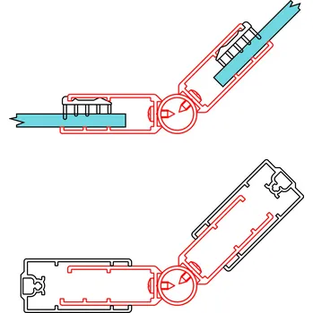 RONAL Sada 3 profilů ke spojení dveří a boční stěny pod úhlem 90° až 180° D22WT2.06.SM1