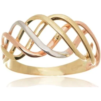 Prsten Dámský splétaný prsten ze žlutého zlata PR0582F + DÁREK ZDARMA