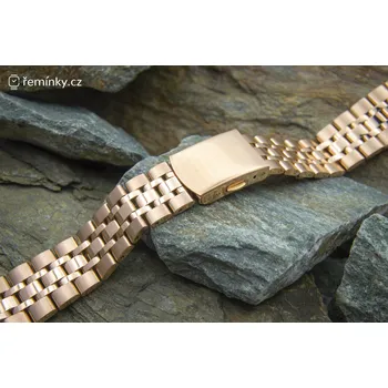 Řemínek na hodinky Masivní ocelový tah A-nis AOR019 Barva spony: růžová, Délka řemínku: standardní velikost, Šířka řemínku v mm: 20