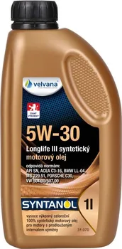 Motorový olej Velvana Syntanol Longlife III 5W-30 1 l