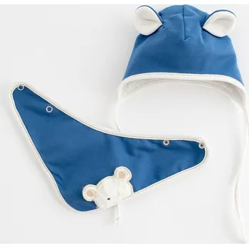 Kojenecká čepice Jarní kojenecká čepička s šátkem na krk New Baby Sebastian modrá, vel. 68 (4-6m)