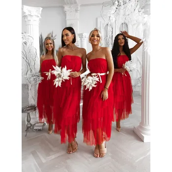 Dámské šaty HARMONIA Červené elegantní šaty s mašlí