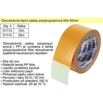 Izolační páska Lepící páska oboustranná polypropylénová 50mmx10m