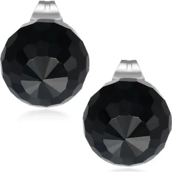 Náušnice 8mm – Černá broušená skleněná kulička