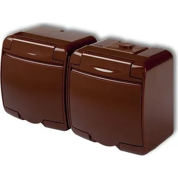 Elektrická zásuvka Dvojzásuvka 250V/16A IP54, hnědá, Karlik