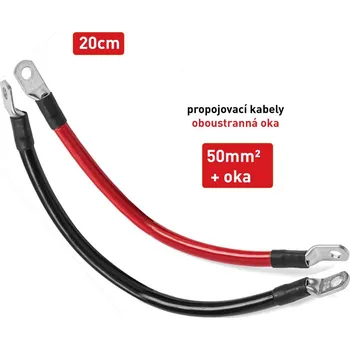 elektrický kabel Kabel propojovací s oky - mezi bateriemi - 50mm², délka 20cm (černý + červený)