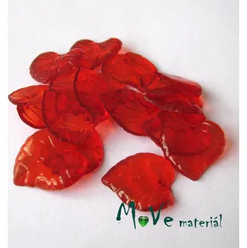 Dětské navlékací korálky Akrylové transparentní lístečky, 15ks, červené