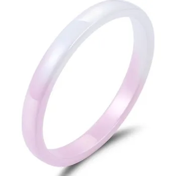 Prsten Keramický dvoubarevný prsten - růžová a bílá - 3 mm 51.9