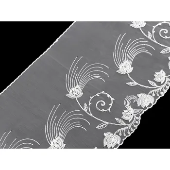 Krajka Vyšívaná krajka na monofilu šíře 20 cm, barva 1 Off White