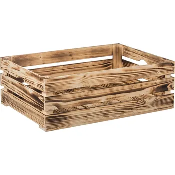 Úložný box Opálená dřevěná bedýnka 60 x 39 x 20 cm