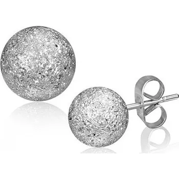 Náušnice Ocelové náušnice s kuličkami, pískované, hrubý povrch