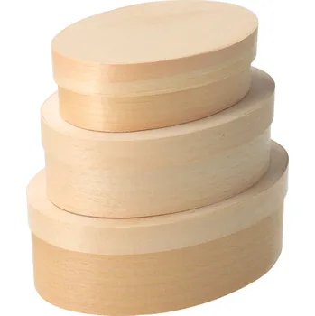 Dárková krabička Dřevěné oválné krabičky z dýhy 3ks