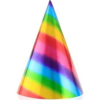 Party dekorace Party čepičky duhové, metalické, 6 ks