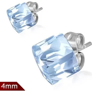 Náušnice 4mm – Cube – Světle modrá kostička
