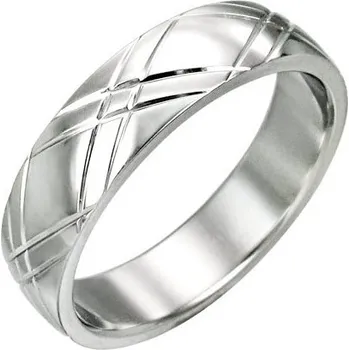 Prsten Ocelový prsten, dvojrýhy do kříže 65
