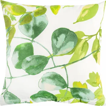 Povlak na dekorativní polštářek DARRÉ Bavlněný povlak na polštář Listy zelený Velikost: 40 x 40