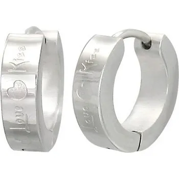 Náušnice Ocelové náušnice - s nápisem Love a Kiss