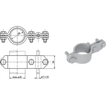 Hromosvod TREMIS V101 / ST 6 ( FeZn ) svorka na potrubí 2" (61 mm)