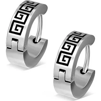 Náušnice Ocelové náušnice s černými motivy vln