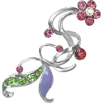 Brož Brož květina - rúžové a zelené zirkony