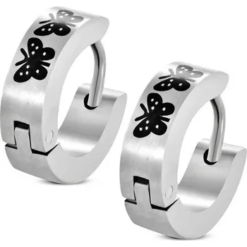 Náušnice Ocelové náušnice – dva černí motýli