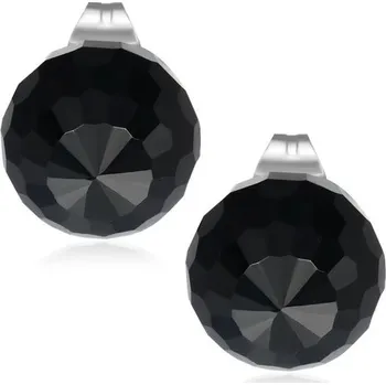 Náušnice 10mm – Černá broušená skleněná kulička