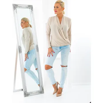 Dámská halenka V&V Šifonová halenka s vodovým límcem - pudrová