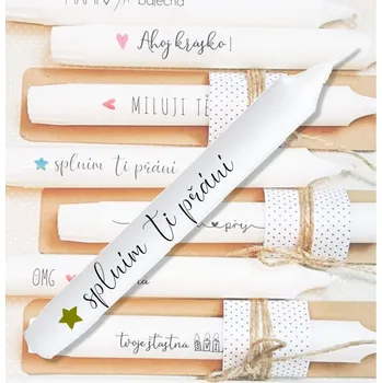 Svíčka Svíčka přání 20 cm - SPLNÍM TI PŘÁNÍ se zlatou hvězdou