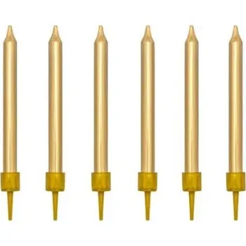 Narozeninové svíčky, zlaté, 6cm, 6ks