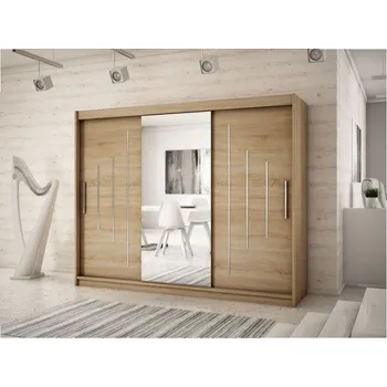 Šatní skříň Šatní skříň se zrcadlem ANNA - šířka 250 cm, dub sonoma