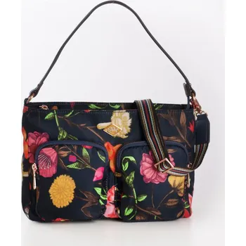 Kabelka Oilily Winter Bouquet M Flat Shoulder Bag Květovaná kabelka 28 cm Navy Night